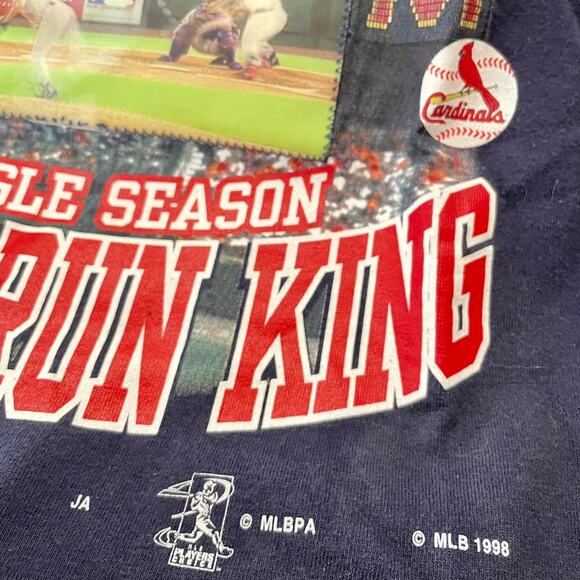 Vintage 90s Mark McGwire Hologram Home Run King Cardinals 1998 Shirt Youth Large - Picture 2 of 3